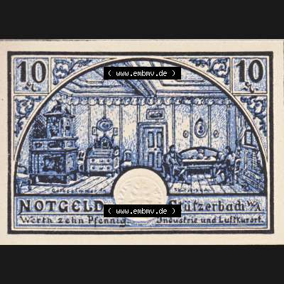 Notgeldscheine Stützerbach, Gemeinde in Sachsen-Weimar-Eisenach Notgeld 1921, Serie 1, 10 Pfennig (1) Sammlung