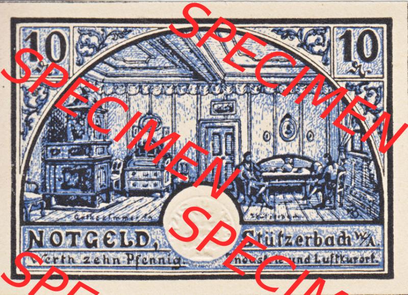 Notgeldscheine Stützerbach, Gemeinde in Sachsen-Weimar-Eisenach Notgeld 1921, Serie 1, 10 Pfennig (1) Sammlung