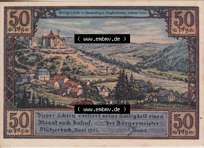Notgeldscheine Stützerbach, Gemeinde in Sachsen-Weimar-Eisenach Notgeld 1921, 50 Pfennig IV. (1) Sammlung