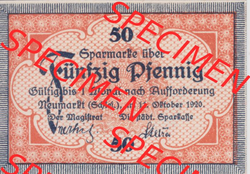 Notgeldscheine Neumarkt, Stadt-Sparkasse in Schlesien 1920, 50 Pfennig (1) Sammlung