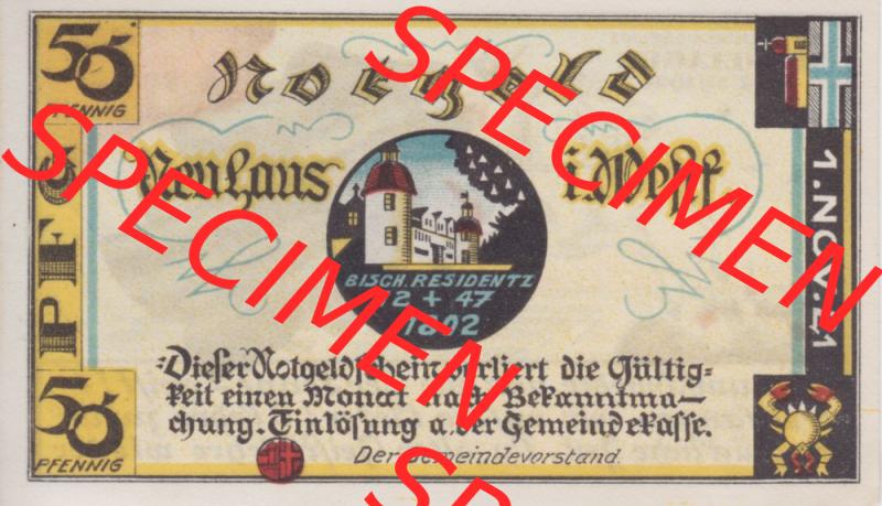 Notgeldscheine Neuhaus, Gemeinde in Westfalen 50 Pfennig (1) Sammlung