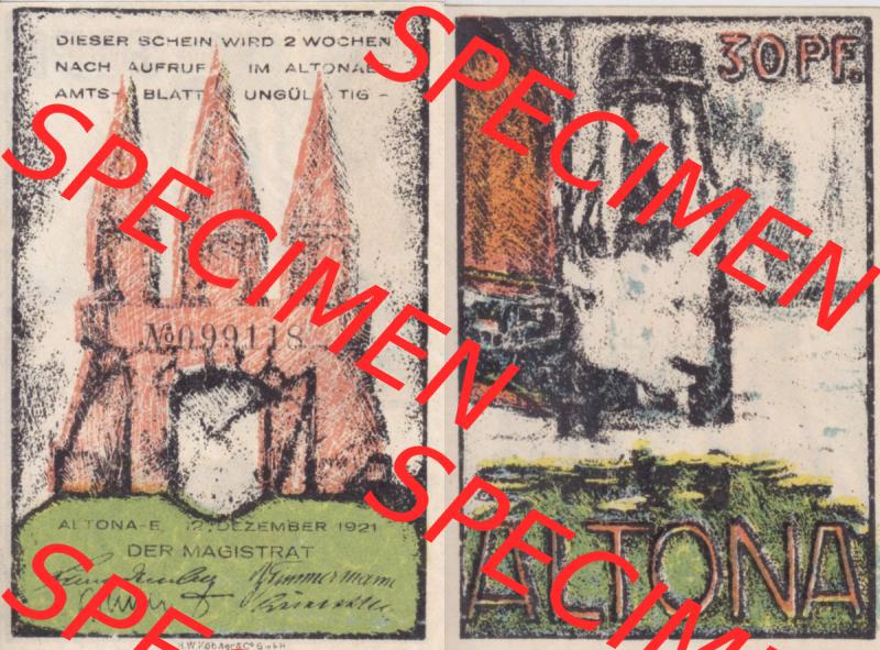 Notgeld Hamburg, Stadt in Land Hamburg, Altona Tropfen 1921, 30 Pfennig III (3). Deutsches Notgel Stadt Hamburg aus Land Hamburg im online Katalog zum katalogisieren,... Sammlung
