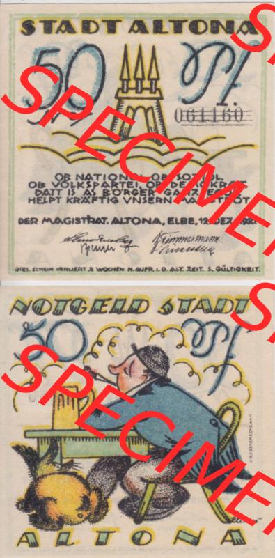 Notgeld Altona, Stadt in Land Hamburg, Männer-Serie 1921, 50 Pfennig II (3). Deutsches Notgel Altona, Stadt aus Land Hamburg im online Katalog zum katalogisieren,... Sammlung