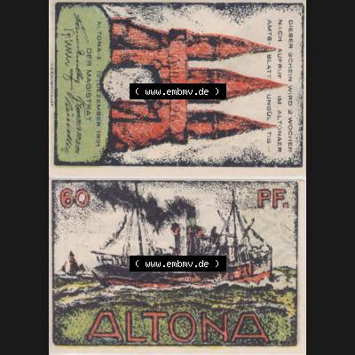 Notgeld Hamburg, Stadt in Land Hamburg, Altona Tropfen 1921, 60 Pfennig I (3). Deutsches Notgel Stadt Hamburg aus Land Hamburg im online Katalog zum katalogisieren,... Sammlung