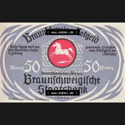 Notgeld Braunschweig, Staatsbank in Braunschweig 1921-1923, 50 Pfennig Bad Harzburger Rennen (1). Deutsches Notgeld Braunschweiger Staatsbank aus Land Braunschweig im online... Sammlung