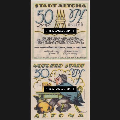 Notgeld Altona, Stadt in Land Hamburg, Männer-Serie 1921, 50 Pfennig II (3). Deutsches Notgel Altona, Stadt aus Land Hamburg im online Katalog zum katalogisieren,... Sammlung