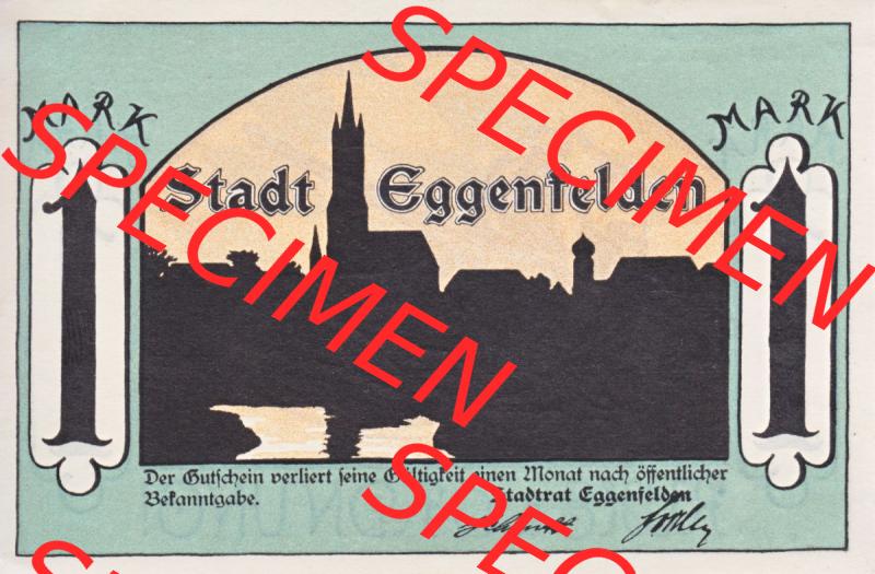 Notgeld Eggenfelden, Stadt in Rheinland Stadt, 1 Mark Ruhe und Ordnung (1). Deutsches Notgeld Eggenfelden, Stadt aus Land Bayern im online Katalog zum katalogisieren,... Sammlung