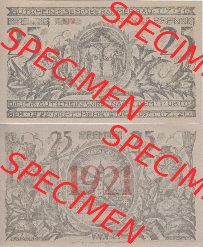 Notgeld Oberammergau, Gemeinde in Bayern 1921 25 Pfennig II (3). Deutsches Notgeld Oberammergau, Gemeinde aus Land Bayern im online Katalog zum katalogisieren, kategorisieren... Sammlung