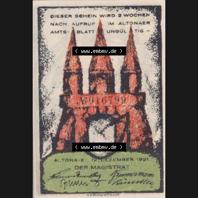 Notgeld Hamburg, Stadt in Land Hamburg, Altona Tropfen 1921, Hafen 20 Pfennig (1). Deutsches Notgel Stadt Hamburg aus Land Hamburg im online Katalog zum katalogisieren,... Sammlung