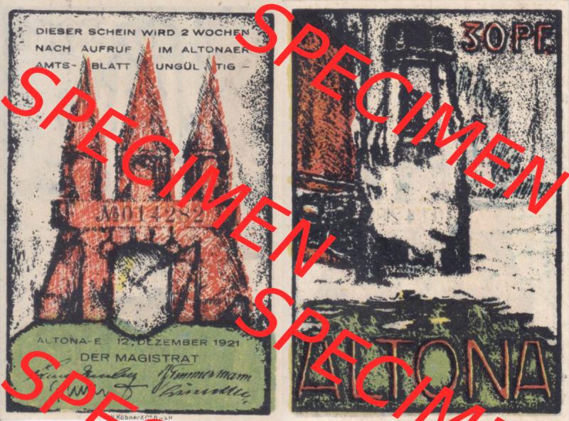Notgeld Hamburg, Stadt in Land Hamburg, Altona Tropfen 1921, 30 Pfennig IV (3). Deutsches Notgel Stadt Hamburg aus Land Hamburg im online Katalog zum katalogisieren,... Sammlung