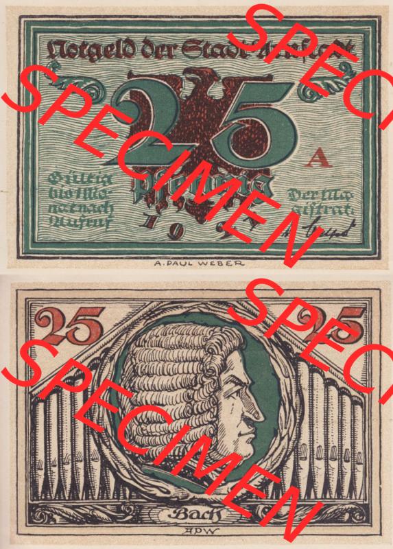 Notgeld Arnstadt, Stadt in Schwarzburg-Sondershausen 1921, Buchstabe A von Arnstadt (3). Deutsches Notgeld Arnstadt, Stadt aus Land Schwarzburg-Sondershausen im online... Sammlung