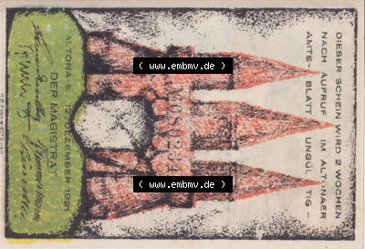 Notgeld Hamburg, Stadt in Land Hamburg, Altona Tropfen 1921, Hafen 70 Pfennig (0). Deutsches Notgel Stadt Hamburg aus Land Hamburg... Sammlung
