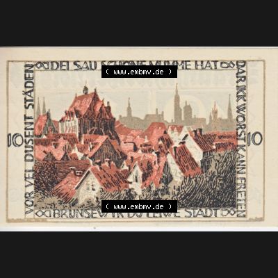 Notgeld Braunschweig, Staatsbank in Braunschweig 1921-1923, 10 Pfennig Dei Sau schöne Mumme hat (2). Deutsches Notgeld Braunschweiger Staatsbank aus Land Braunschweig... Sammlung
