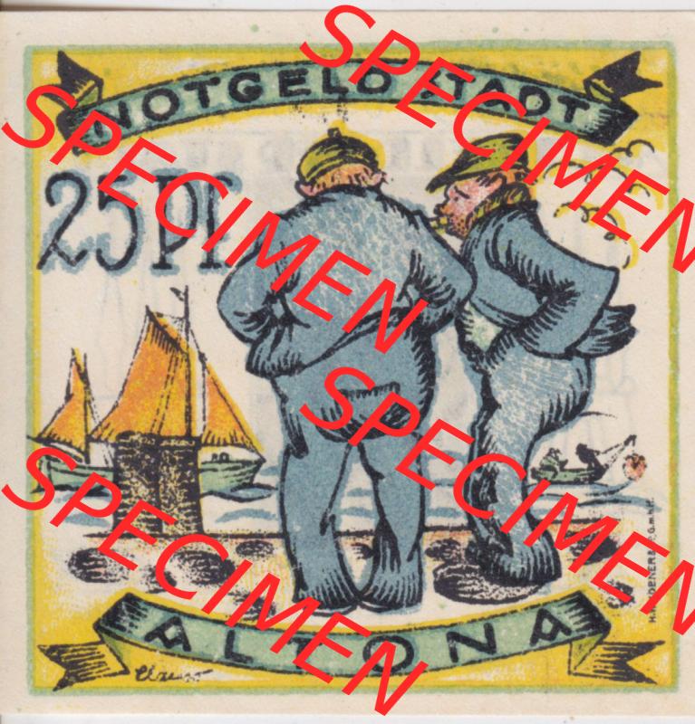 Notgeld Altona, Stadt in Land Hamburg, Männer-Serie 1921, 25 Pfennig II (2). Deutsches Notgel Altona, Stadt aus Land Hamburg im online Katalog zum katalogisieren,... Sammlung