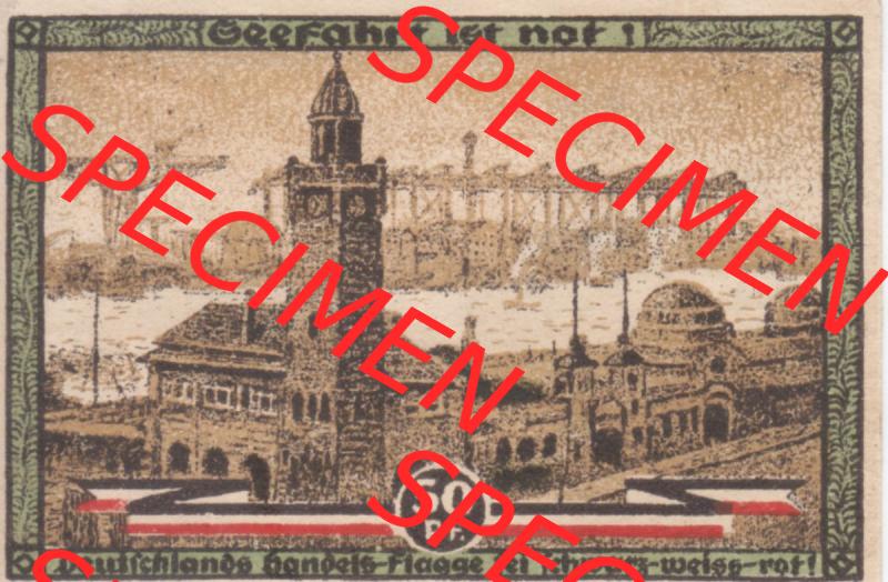 Notgeld Hamburg, Stadt in Land Hamburg, Serie Kultur- und Sportwoche Hamburg 1921b, Kultur Sportwoche 50 Pfennig (1). Deutsches Notgel Stadt Hamburg aus Land Hamburg... Sammlung