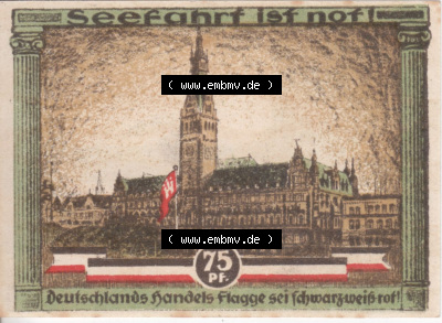 Notgeld Hamburg, Stadt in Land Hamburg, Serie Kultur- und Sportwoche Hamburg 1921b, Kultur Sportwoche 75 Pfennig (1). Deutsches... Sammlung