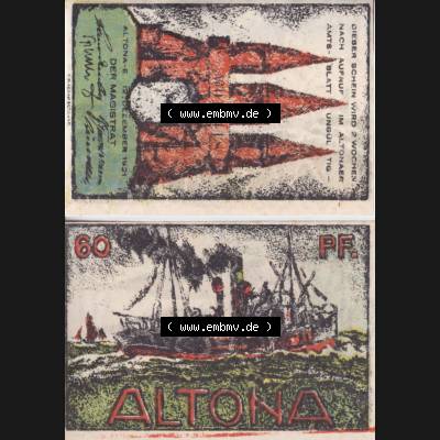 Notgeld Hamburg, Stadt in Land Hamburg, Altona Tropfen 1921, Hafen 60 Pfennig (3). Deutsches Notgel Stadt Hamburg aus Land Hamburg im online Katalog zum katalogisieren,... Sammlung