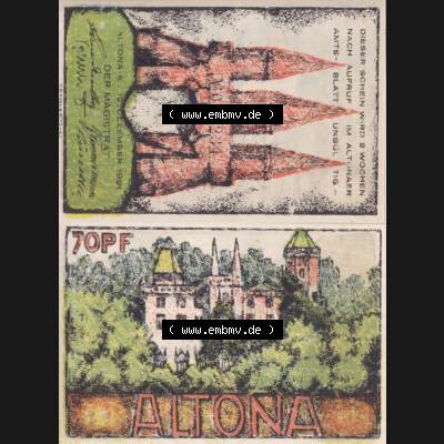 Notgeld Hamburg, Stadt in Land Hamburg, Altona Tropfen 1921, Hafen 70 Pfennig (3). Deutsches Notgel Stadt Hamburg aus Land Hamburg im online Katalog zum katalogisieren,... Sammlung