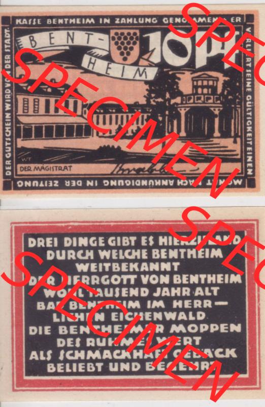 Notgeld Bentheim, Stadtkasse im Land Hannover Ubk 10 Pfennig (3). Deutsches Notgeld Bentheim, Stadtkasse aus Land Hannover im online Katalog zum katalogisieren, kategorisieren... Sammlung