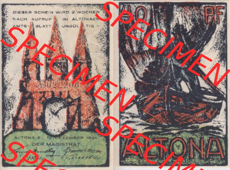 Notgeld Hamburg, Stadt in Land Hamburg, Altona Tropfen 1921, Hafen 40 Pfennig (3). Deutsches Notgel Stadt Hamburg aus Land Hamburg im online Katalog zum katalogisieren,... Sammlung