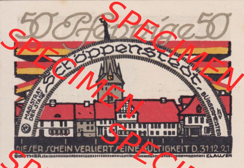 Notgeld Schöppenstedt, Stadt in Braunschweig 1921, 50 Pfennig A VI E (1). Deutsches Notgeld Stadt Schöppenstedt aus Land Braunschweig im online Katalog zum katalogisieren,... Sammlung