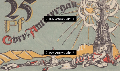 Notgeld Oberammergau, Gemeinde in Bayern 1921-1922, Gutschein über 25 Pfennig, Ohne Rand (1). Deutsches Notgeld Oberammergau,... Sammlung
