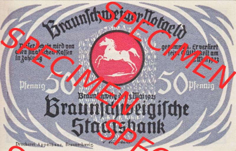 Notgeld Braunschweig, Staatsbank in Braunschweig 1921-1923, 50 Pfennig Bad Harzburger Rennen (1). Deutsches Notgeld Braunschweiger Staatsbank aus Land Braunschweig im online... Sammlung
