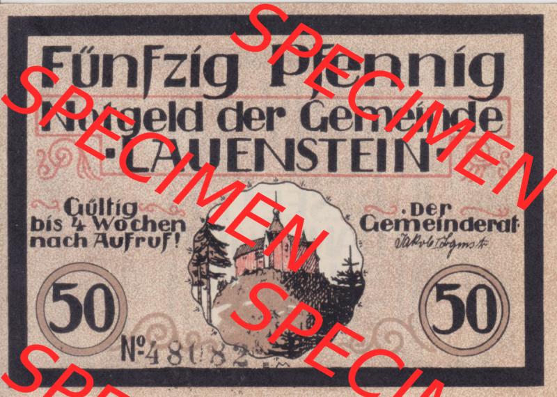 Notgeld Lauenstein, Gemeinde in Bayern 192x, 50 Pfennig (1). Deutsches Notgeld Lauenstein, Gemeinde aus Land Bayern im online Katalog zum katalogisieren, kategorisieren... Sammlung