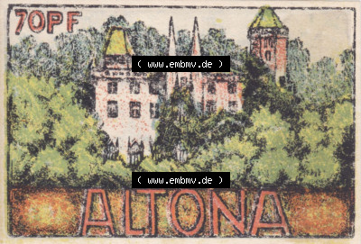 Notgeld Hamburg, Stadt in Land Hamburg, Altona Tropfen 1921, Hafen 70 Pfennig (2). Deutsches Notgel Stadt Hamburg aus Land Hamburg... Sammlung