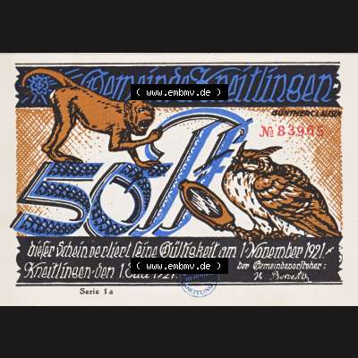 Notgeld Kneitlingen, Gemeinde in Braunschweig 1921-1921, 50 Pfennig 1a (1). Deutsches Notgeld Kneitlingen Gemeinde aus Land Braunschweig, mit Till Eulenspiegel im online... Sammlung