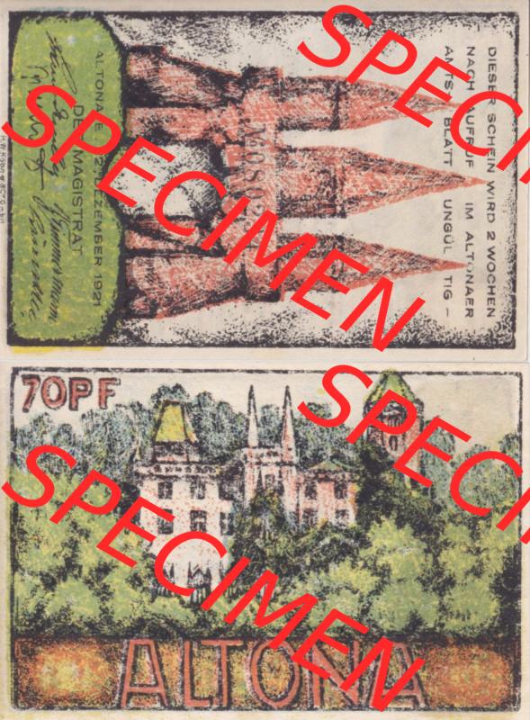 Notgeld Hamburg, Stadt in Land Hamburg, Altona Tropfen 1921, Hafen 70 Pfennig (3). Deutsches Notgel Stadt Hamburg aus Land Hamburg im online Katalog zum katalogisieren,... Sammlung