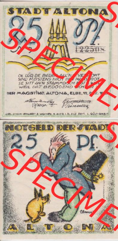 Notgeld Altona, Stadt in Land Hamburg, Männer-Serie 1921, 25 Pfennig I (3). Deutsches Notgel Altona, Stadt aus Land Hamburg im online Katalog zum katalogisieren,... Sammlung