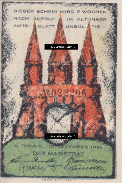 Notgeld Hamburg, Stadt in Land Hamburg, Altona Tropfen 1921, 30 Pfennig II (1). Deutsches Notgel Stadt Hamburg aus Land Hamburg... Sammlung