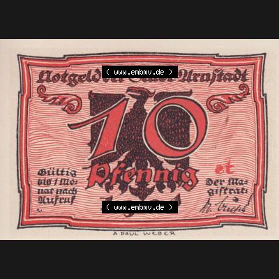 Notgeld Arnstadt, Stadt in Schwarzburg-Sondershausen 1921, Buchstaben st von Arnstadt (1). Deutsches Notgeld Arnstadt, Stadt aus Land Schwarzburg-Sondershausen im online... Sammlung