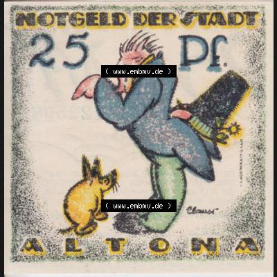 Notgeld Altona, Stadt in Land Hamburg, Männer-Serie 1921, 25 Pfennig I (2). Deutsches Notgel Altona, Stadt aus Land Hamburg im online Katalog zum katalogisieren,... Sammlung