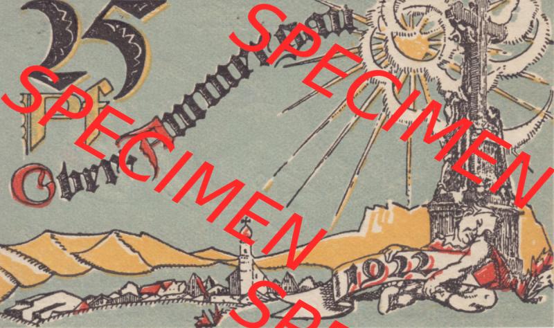 Notgeld Oberammergau, Gemeinde in Bayern 1921-1922, Gutschein über 25 Pfennig, Ohne Rand (1). Deutsches Notgeld Oberammergau, Gemeinde aus Land Bayern im online... Sammlung