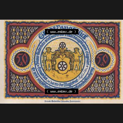 Notgeld Osnabrück, Stadt im Land Hannover 1921, 50 Pfennig, Die Bierstrasse (1). Deutsches Notgeld Osnabrück, Stadt aus Land Hannover im online Katalog... Sammlung