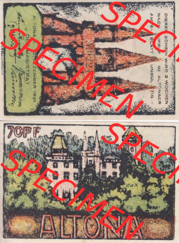 Notgeld Hamburg, Stadt in Land Hamburg, Altona Tropfen 1921, 70 Pfennig I (3). Deutsches Notgel Stadt Hamburg aus Land Hamburg im online Katalog zum katalogisieren,... Sammlung