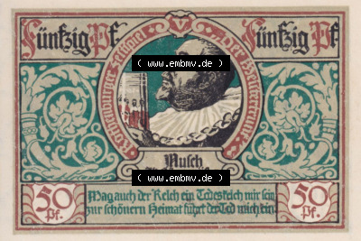 Notgeld Rothenburg ob der Tauber, Stadt in Bayern 1921, 50 Pfennig, Alt-Bürgermeister (1). Deutsches Notgeld Rothenburg ob der... Sammlung