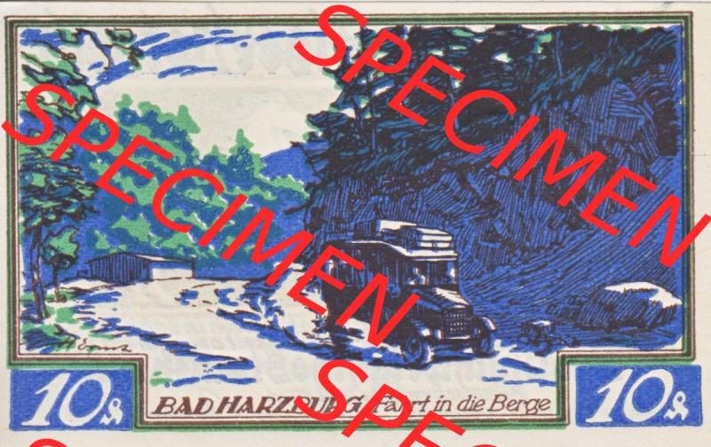 Notgeld Braunschweig, Staatsbank in Braunschweig 1921-1923, 10 Pfennig Bad Harzburg, Fahrt in dire Berge (2). Deutsches Notgeld Braunschweiger Staatsbank aus Land Braunschweig... Sammlung