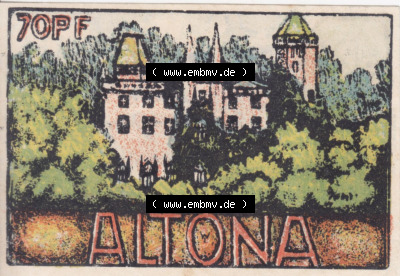 Notgeld Hamburg, Stadt in Land Hamburg, Altona Tropfen 1921, 70 Pfennig I (2). Deutsches Notgel Stadt Hamburg aus Land Hamburg... Sammlung