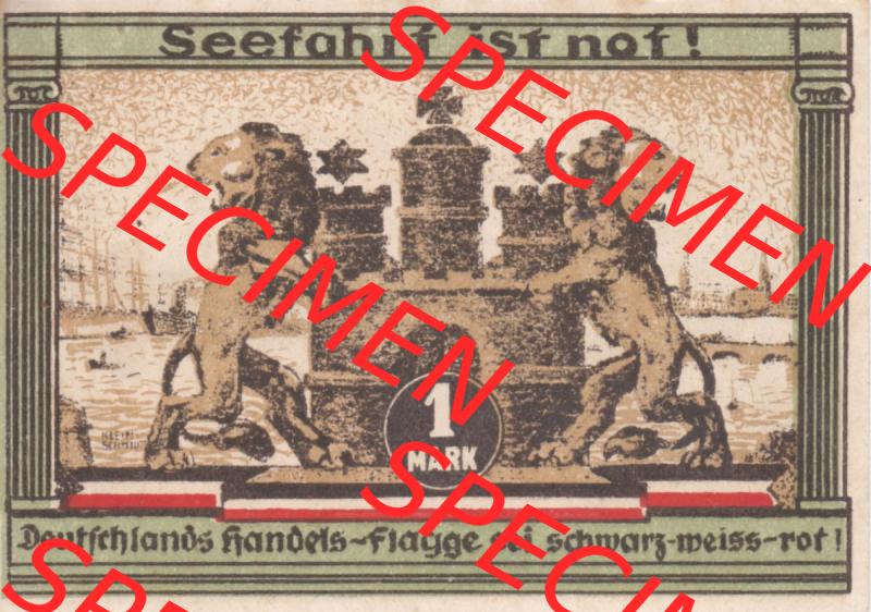 Notgeld Hamburg, Stadt in Land Hamburg, Serie Kultur- und Sportwoche Hamburg 1921b, Kultur Sportwoche 1 Mark (1). Deutsches Notgel Stadt Hamburg aus Land Hamburg im online... Sammlung