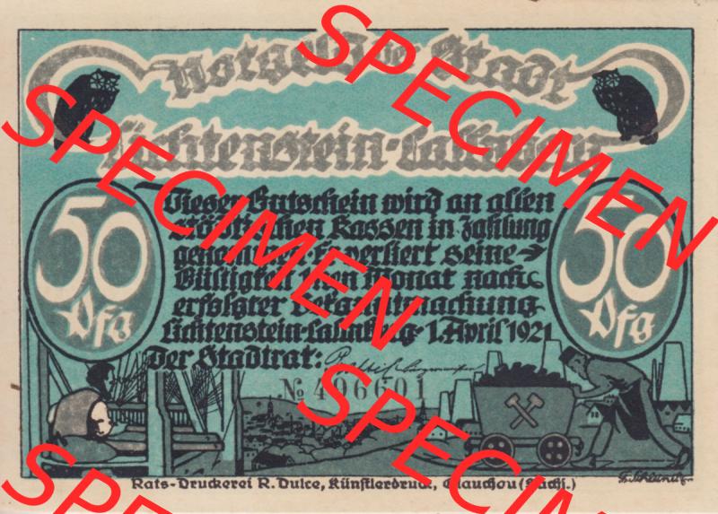 Notgeld Auerbach Amtshauptmannschaft 1921, Nr. 2, Begeger ihm een Metzersein (1). Deutsches Notgeld Lichtenstein-Callnberg, Stadt aus Land Sachsen im online Katalog... Sammlung