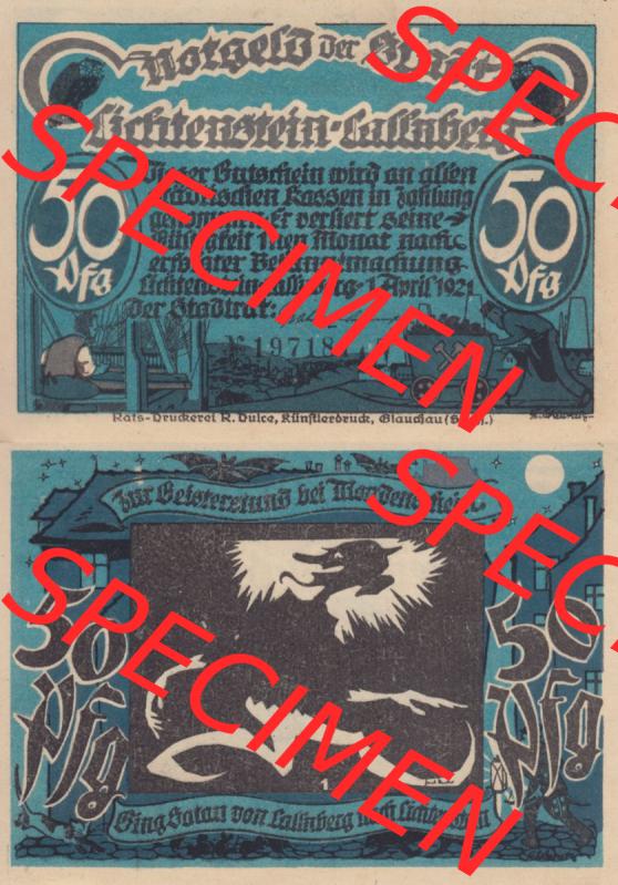 Notgeld Auerbach Amtshauptmannschaft 1921, Nr. 1, Zur Geisterstund bei Mondschein (3). Deutsches Notgeld Lichtenstein-Callnberg, Stadt aus Land Sachsen im online... Sammlung