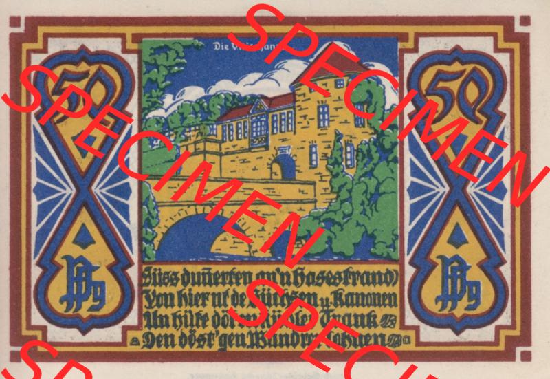 Notgeld Osnabrück, Stadt im Land Hannover 1921, 50 Pfennig, Die Vitischanze (2). Deutsches Notgeld Osnabrück, Stadt aus Land Hannover im online Katalog... Sammlung