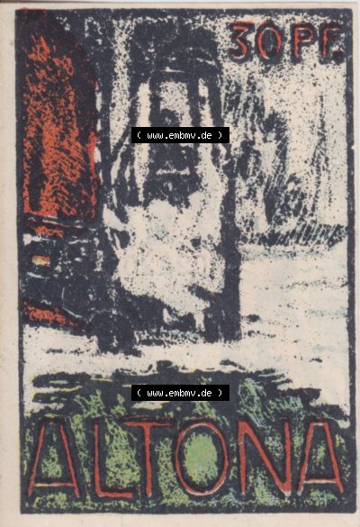 Notgeld Hamburg, Stadt in Land Hamburg, Altona Tropfen 1921, 30 Pfennig II (2). Deutsches Notgel Stadt Hamburg aus Land Hamburg... Sammlung