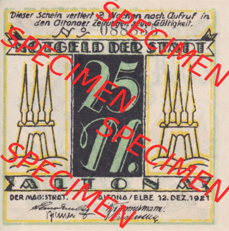Notgeld Altona, Stadt in Land Hamburg, Männer-Serie 1921, 25 Pfennig II (1). Deutsches Notgel Altona, Stadt aus Land Hamburg im online Katalog zum katalogisieren,... Sammlung