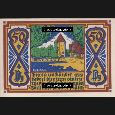 Notgeld Osnabrück, Stadt im Land Hannover 1921, 50 Pfennig, Der Bocksturm (2). Deutsches Notgeld Osnabrück, Stadt aus Land Hannover im online Katalog... Sammlung