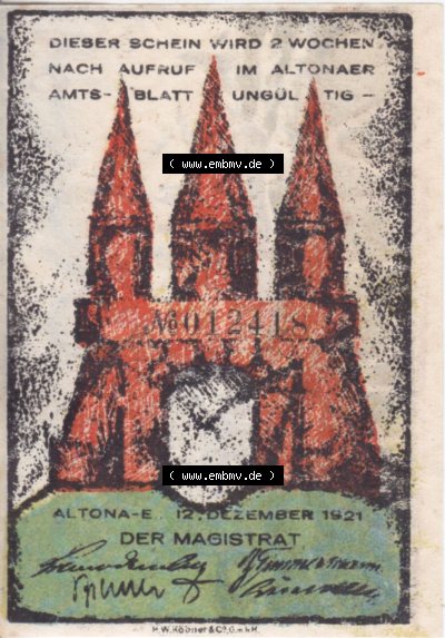 Notgeld Hamburg, Stadt in Land Hamburg, Altona Tropfen 1921, Hafen 60 Pfennig (1). Deutsches Notgel Stadt Hamburg aus Land Hamburg... Sammlung