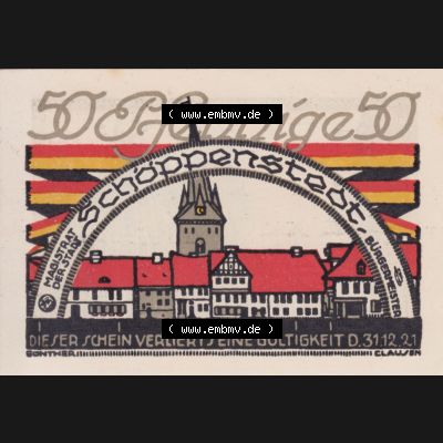 Notgeld Schöppenstedt, Stadt in Braunschweig 1921, 50 Pfennig A VI E (1). Deutsches Notgeld Stadt Schöppenstedt aus Land Braunschweig im online Katalog zum katalogisieren,... Sammlung